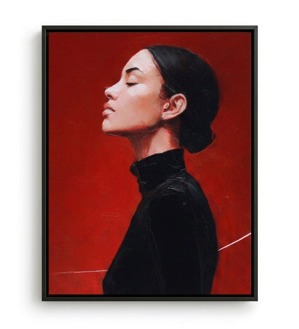 Crimson Reverie hand-painted abstract canvas art in interior setting