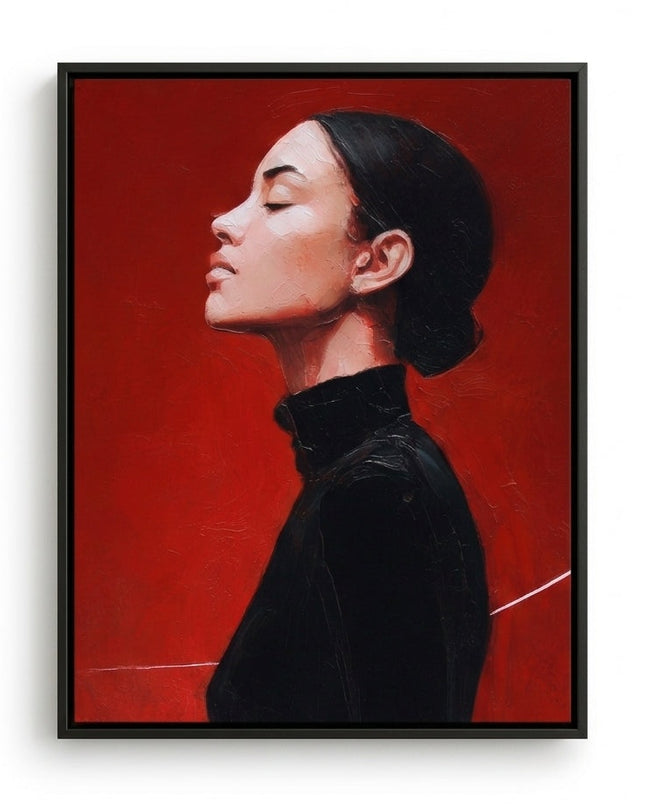 Crimson Reverie hand-painted abstract canvas art in interior setting