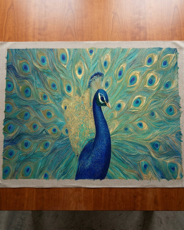 Feathers of Fortune hand-painted original as unrolled canvas on studio table, shown without frame