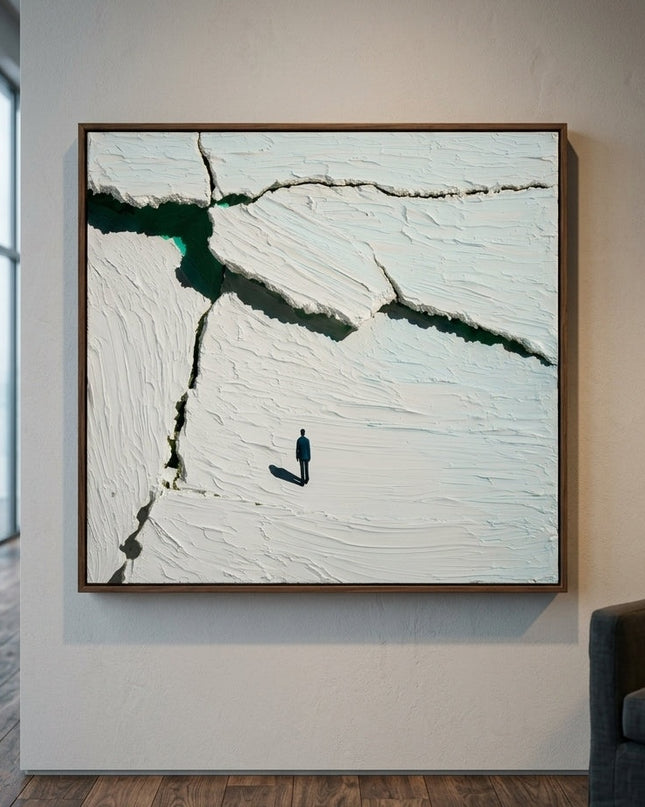 Fracture Line original hand-painted abstract art in modern loft