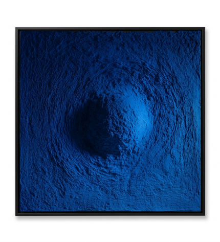 Blue Abyss hand-painted abstract canvas art in interior setting