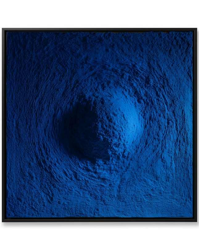 Blue Abyss hand-painted abstract canvas art in interior setting