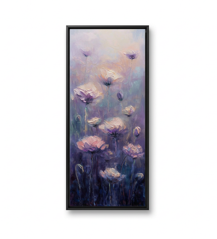 Lilac Serenade hand-painted landscape canvas art in interior setting