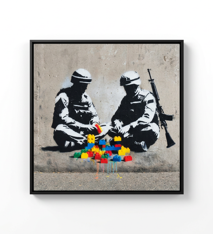 Peace Builders hand-painted figurative canvas art in interior setting