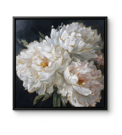 Golden Edge Blooms hand-painted floral canvas art in interior setting