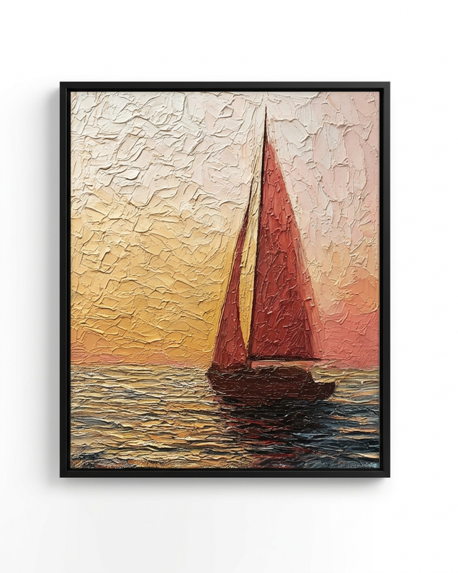 Chasing the Sun hand-painted landscape canvas art in interior setting
