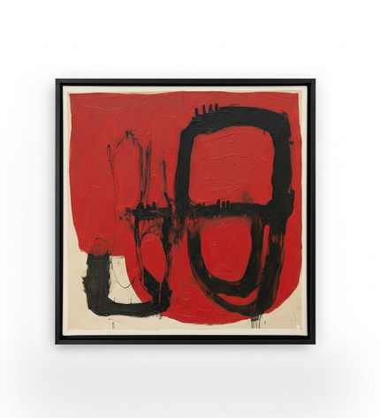 Ceremonial Forms hand-painted abstract canvas art in interior setting