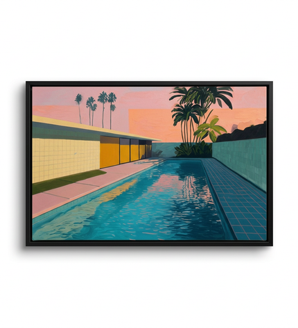 Pool Noir hand-painted landscape canvas art in interior setting