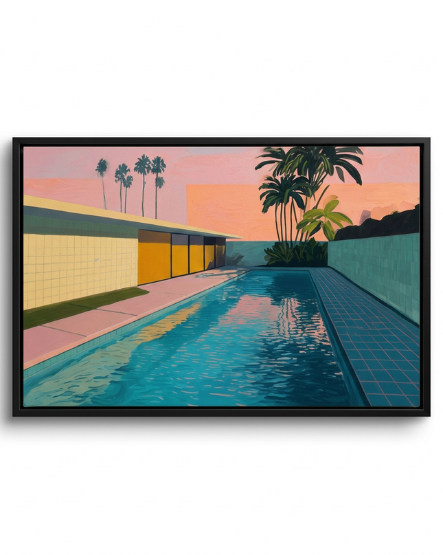 Pool Noir hand-painted landscape canvas art in interior setting
