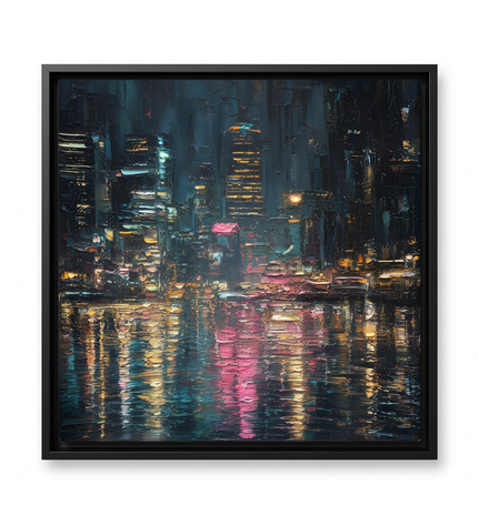 Metropolitan Pulse hand-painted landscape canvas art in interior setting
