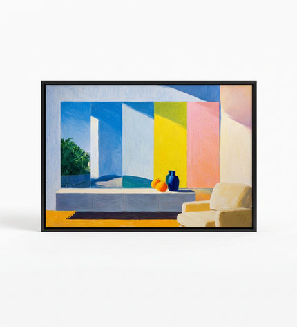 Constructed Dimension hand-painted landscape canvas art in interior setting