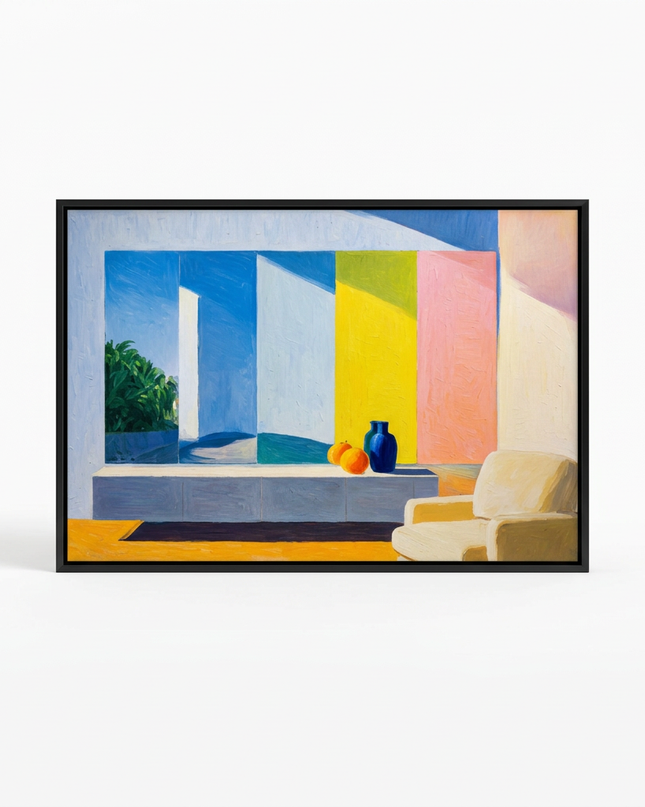 Constructed Dimension hand-painted landscape canvas art in interior setting