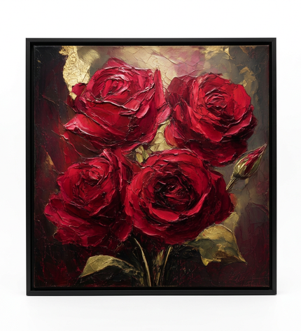 Velvet Passion hand-painted floral canvas art in interior setting