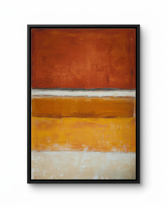 Rust and Gold hand-painted landscape canvas art in interior setting