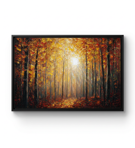 Autumn's Scent hand-painted landscape canvas art in interior setting