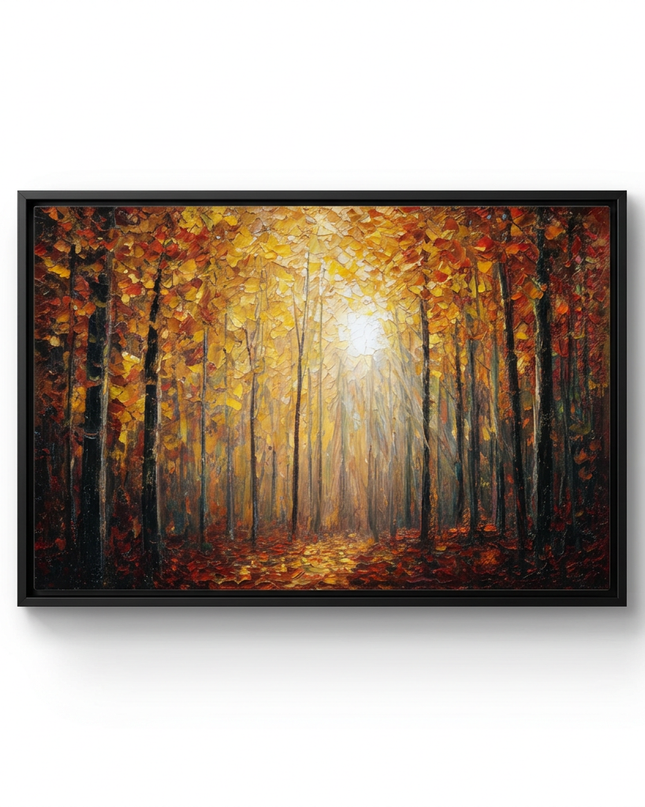 Autumn's Scent hand-painted landscape canvas art in interior setting