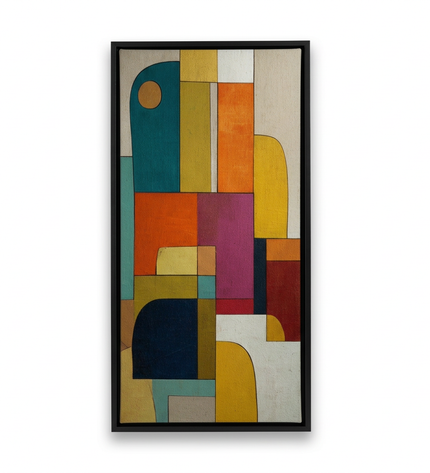 Urban Mosaic hand-painted abstract canvas art in interior setting