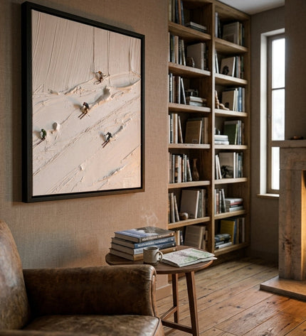 Side view of Fresh Tracks framed canvas showing depth and texture