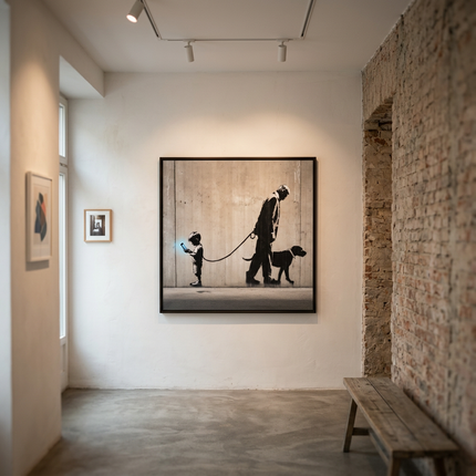 Digital Dependency original canvas artwork displayed in a contemporary gallery setting
