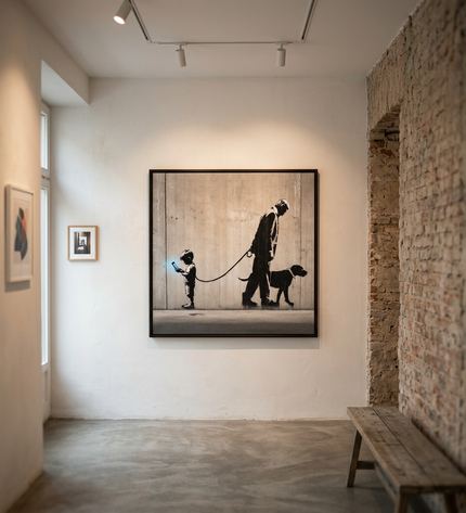Digital Dependency original canvas artwork displayed in a contemporary gallery setting