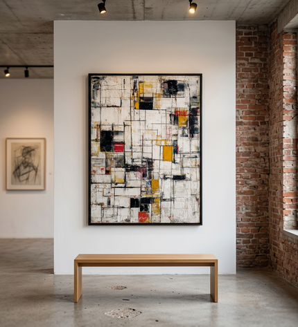 Living Structures original canvas artwork displayed in a contemporary gallery setting