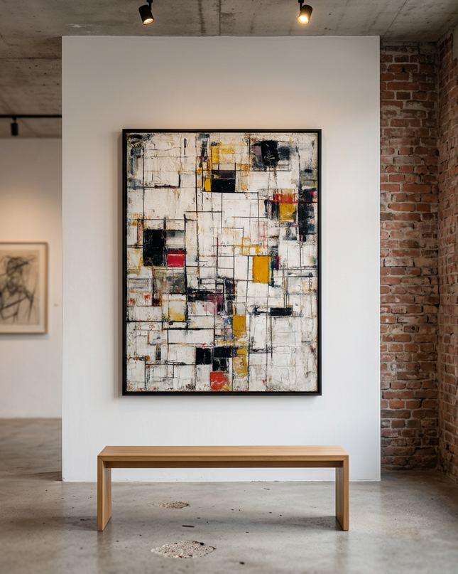 Living Structures original canvas artwork displayed in a contemporary gallery setting