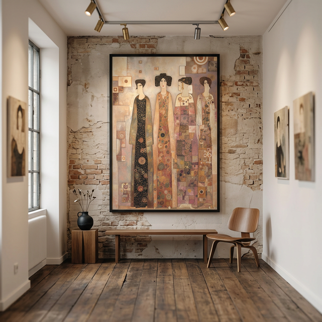 Circle of Wisdom original canvas artwork displayed in a contemporary gallery setting