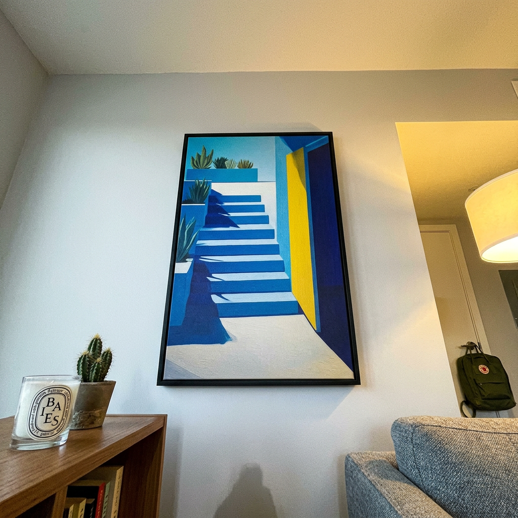 Warm Artmere artwork visualized in a small home nook
