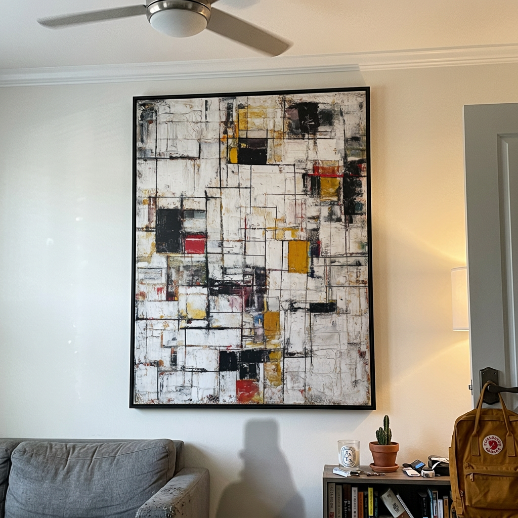 Subtle golden Artmere artwork preview in a home