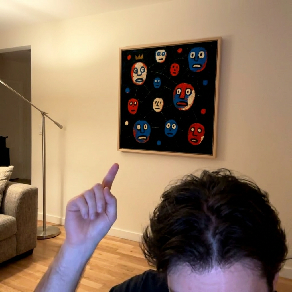 Dark Artmere painting preview in a modern apartment