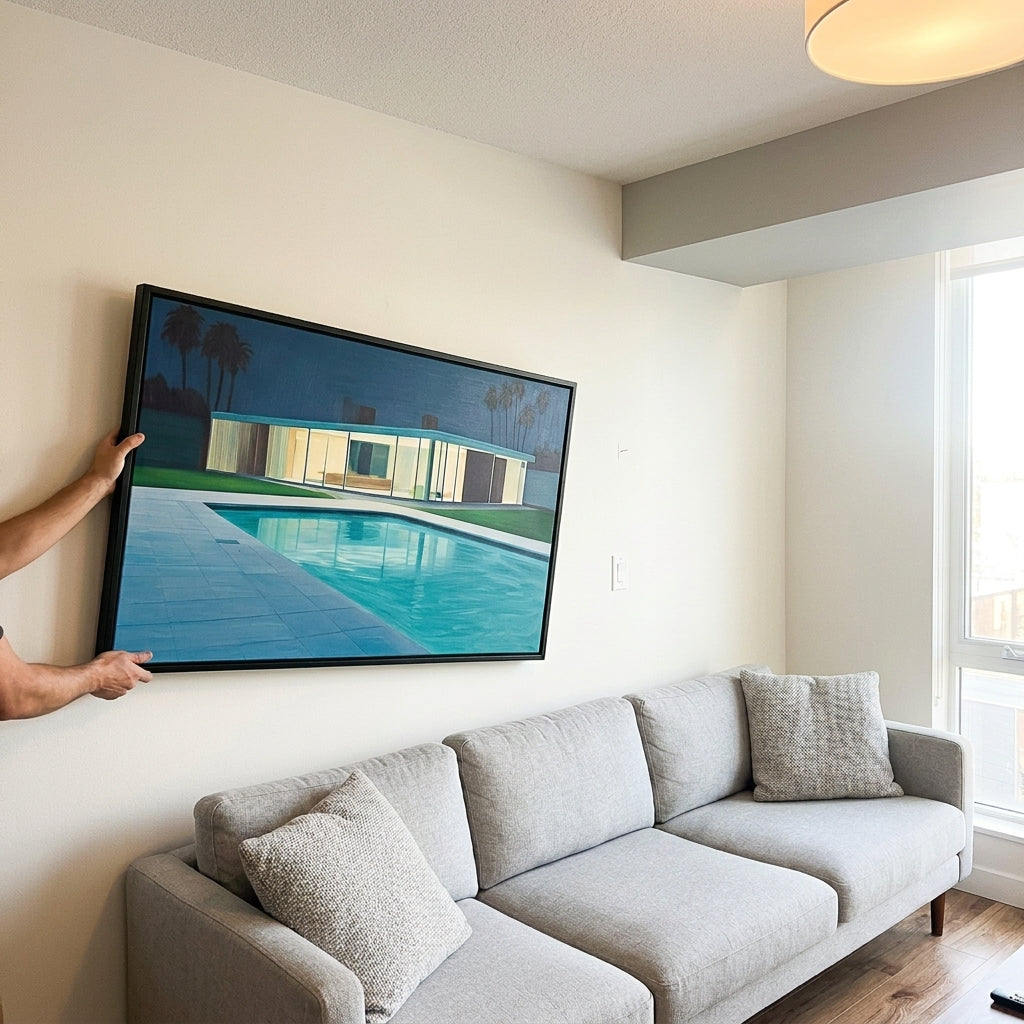 Artmere artwork visualized above a sofa