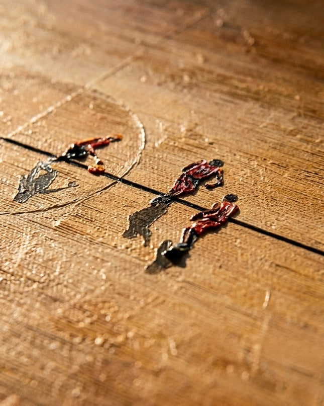 Close-up detail of Golden Arena showing textured brushstrokes and warm amber tones