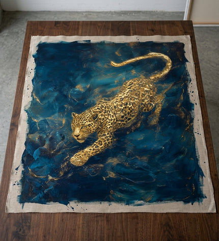 Goldstrike hand-painted original as unrolled canvas on studio table, shown without frame