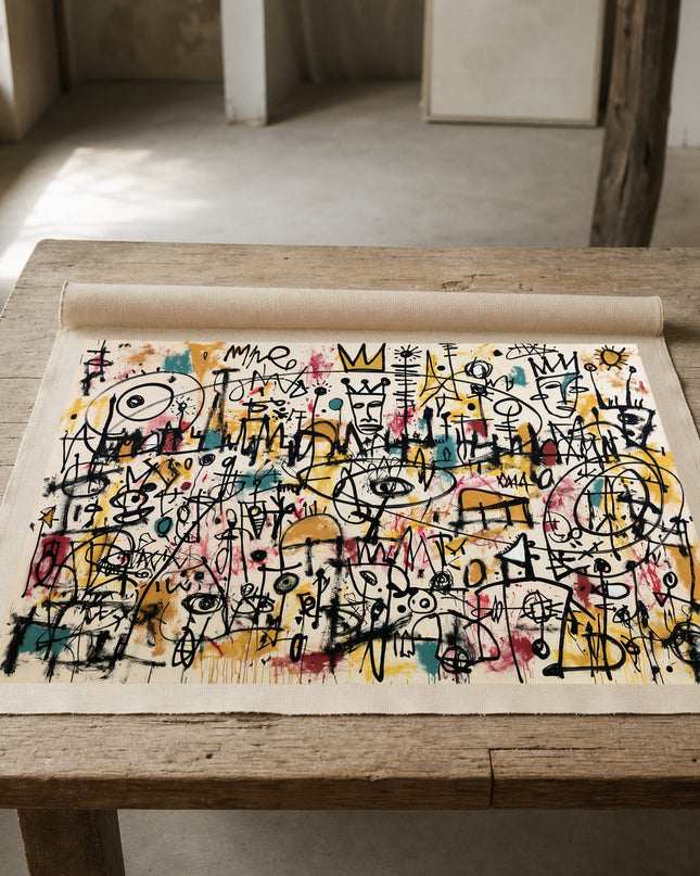 Kingdom of Signals unframed Canvas Roll laid flat on a studio table