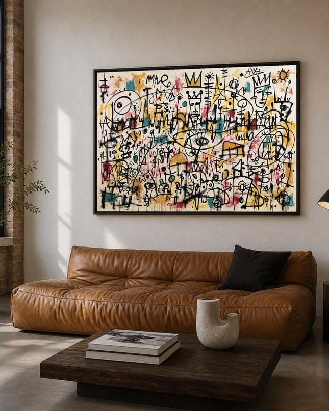 Kingdom of Signals hand-painted abstract artwork in a modern living room