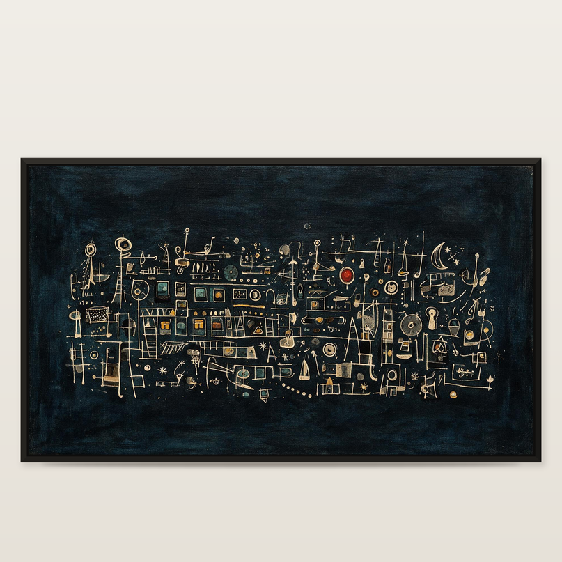 Late Train — full artwork in a black wooden frame