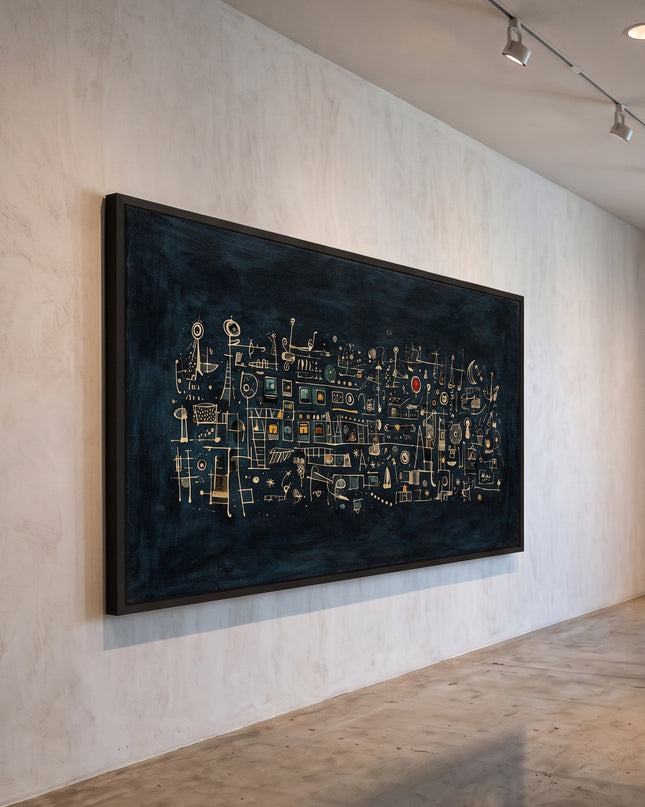 Late Train — framed artwork in a gallery setting