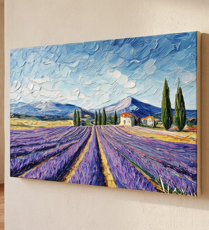 Lavender Pathway as Gallery Wrap canvas, frameless with natural linen sides