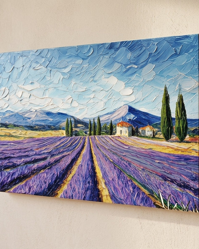 Lavender Pathway as Gallery Wrap canvas, frameless with natural linen sides