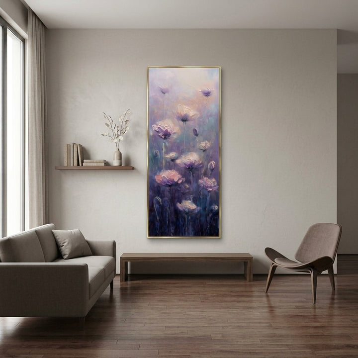 Lilac Serenade hand-painted original painting displayed in a modern interior