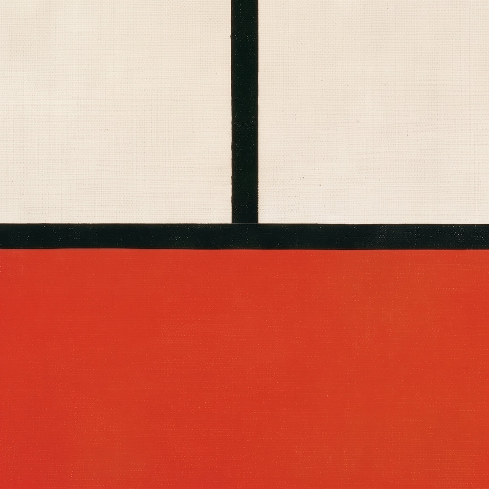 Paint and brushwork of Long Red Pause up close