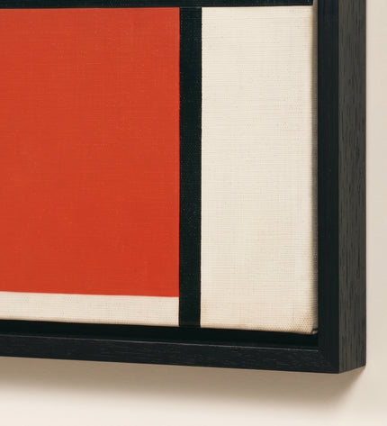 Long Red Pause — framed corner and paint-surface detail; digital artwork visualization