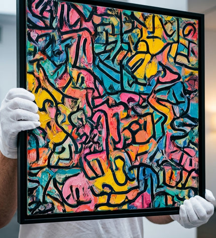 Mosaic of Energy - Gallerist holding painting