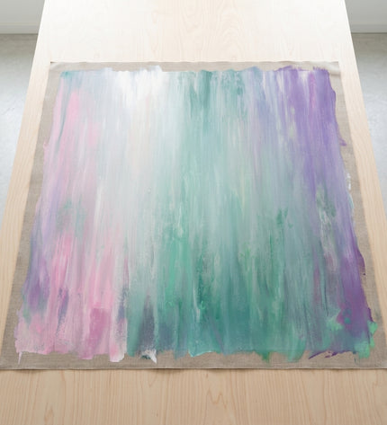 Northern Colors hand-painted original as unrolled canvas on studio table, shown without frame