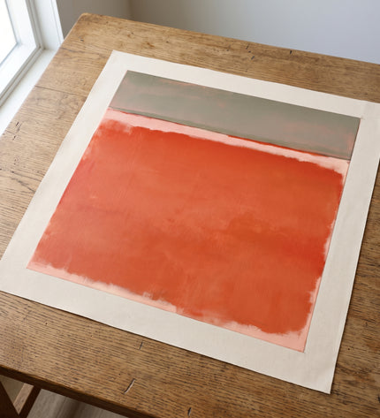 Orange Horizon — flat unstretched canvas with blank margins; digital artwork visualization