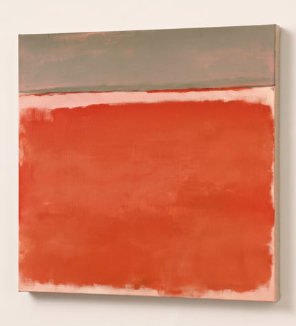 Orange Horizon — unframed stretched canvas with natural linen sides; digital artwork visualization