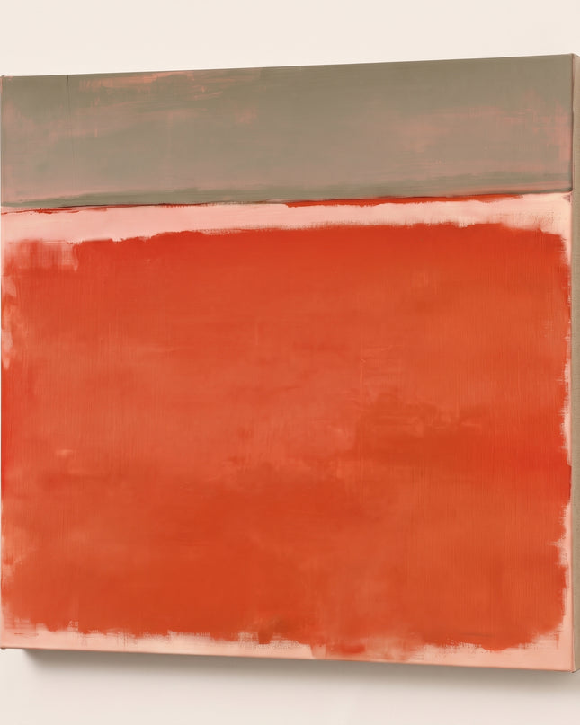 Orange Horizon — unframed stretched canvas with natural linen sides; digital artwork visualization