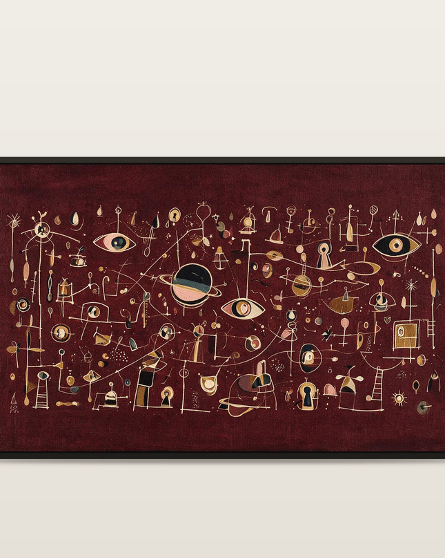 Oxblood Orbits — full artwork in a black wooden frame