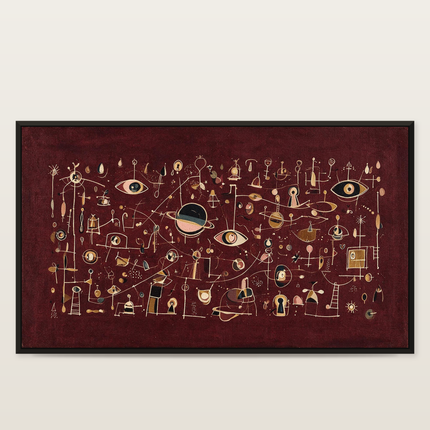 Oxblood Orbits — full artwork in a black wooden frame