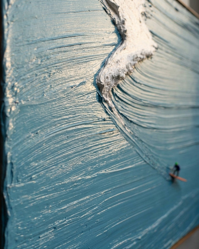 Close-up detail of Pacific Drop showing textured impasto brushstrokes
